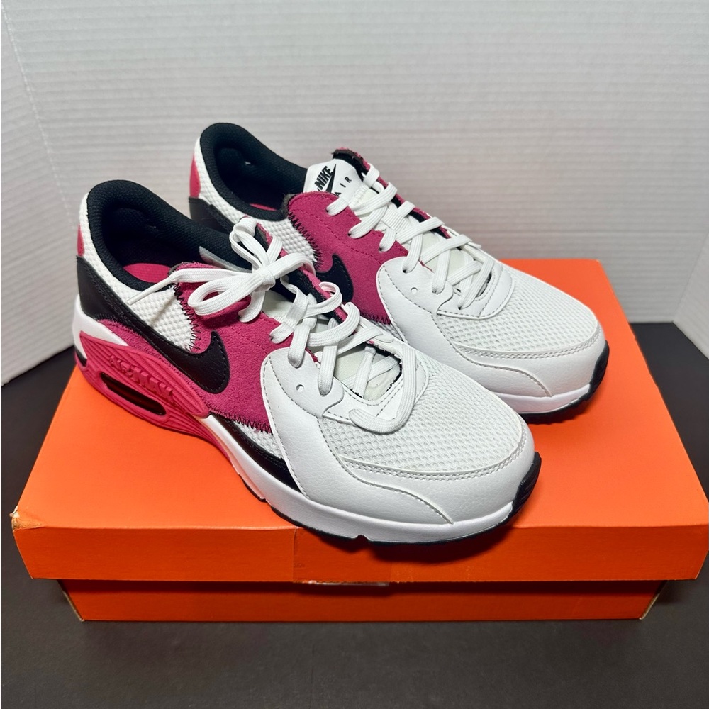 Nike White and Pink Sneakers with Air Max Style